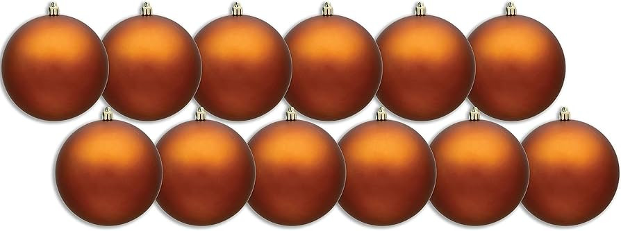 Queens of Christmas 12 Pack 100mm 4" Copper Matte Ball Ornament with Wire, (ORN-BLKM-100-CO-12PK) | Amazon (US)