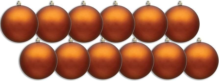 Queens of Christmas 12 Pack 100mm 4" Copper Matte Ball Ornament with Wire, (ORN-BLKM-100-CO-12PK) | Amazon (US)