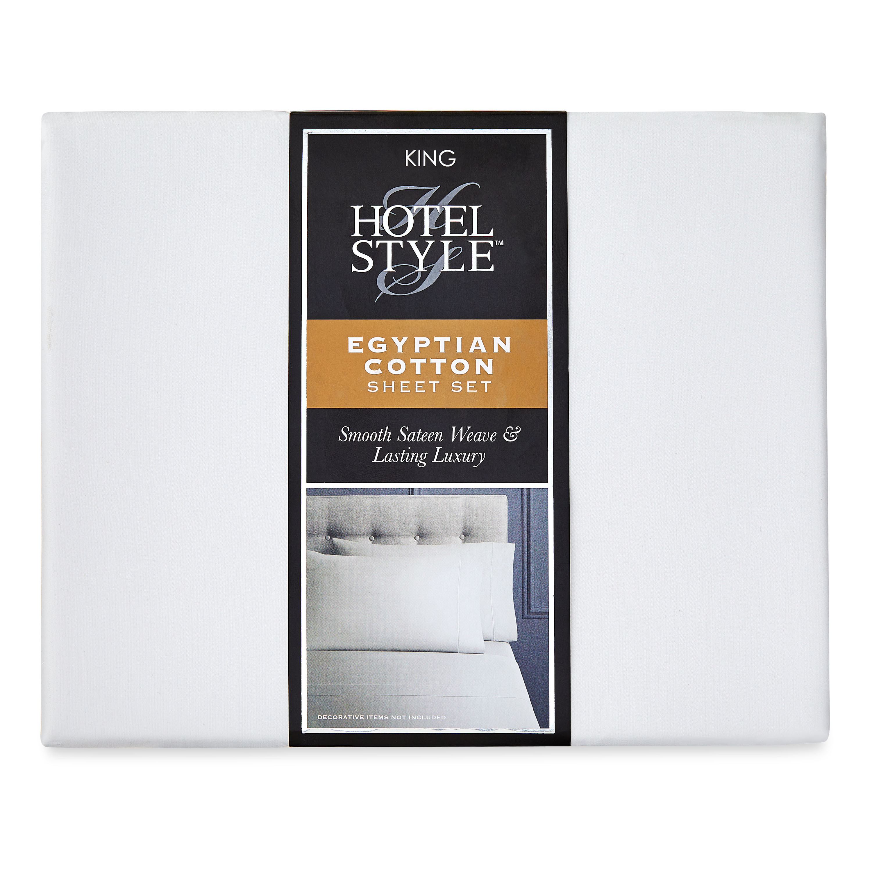 Hotel Style 4-Piece 600 Thread Count White Egyptian Cotton Bed Sheet Set, King - Deep Pocket | Walmart (US)