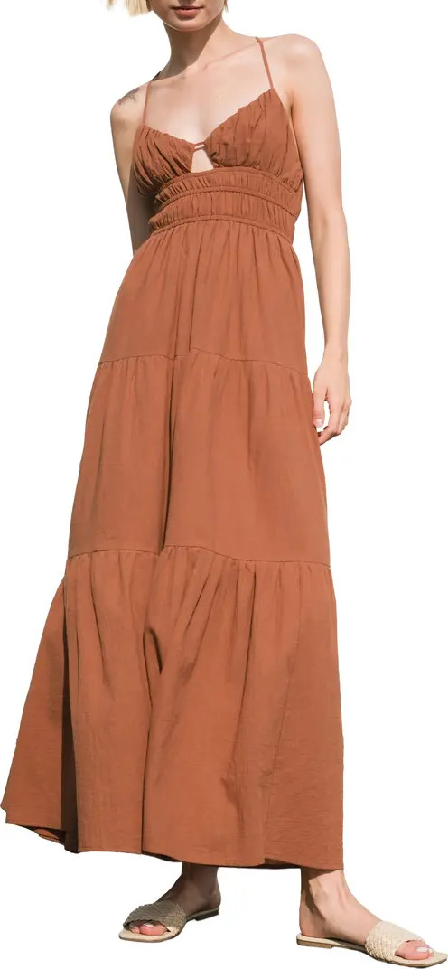 Solid Tiered Cotton Maxi Sundress Terracotta Dress Burnt Orange Dress Orange Vacation Dress Orange | Nordstrom