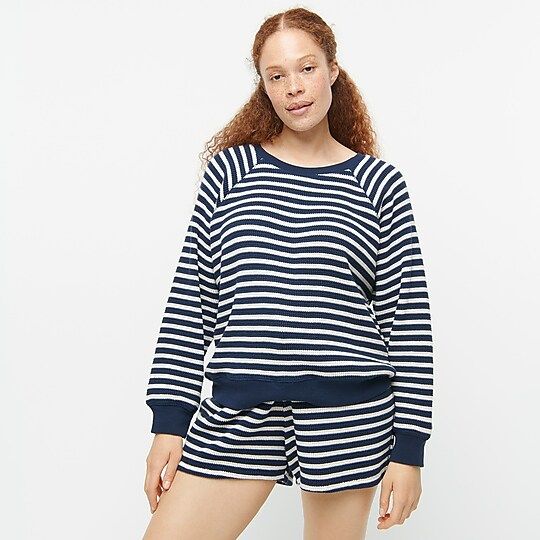 Waffle crewneck sweatshirt in stripe | J.Crew US