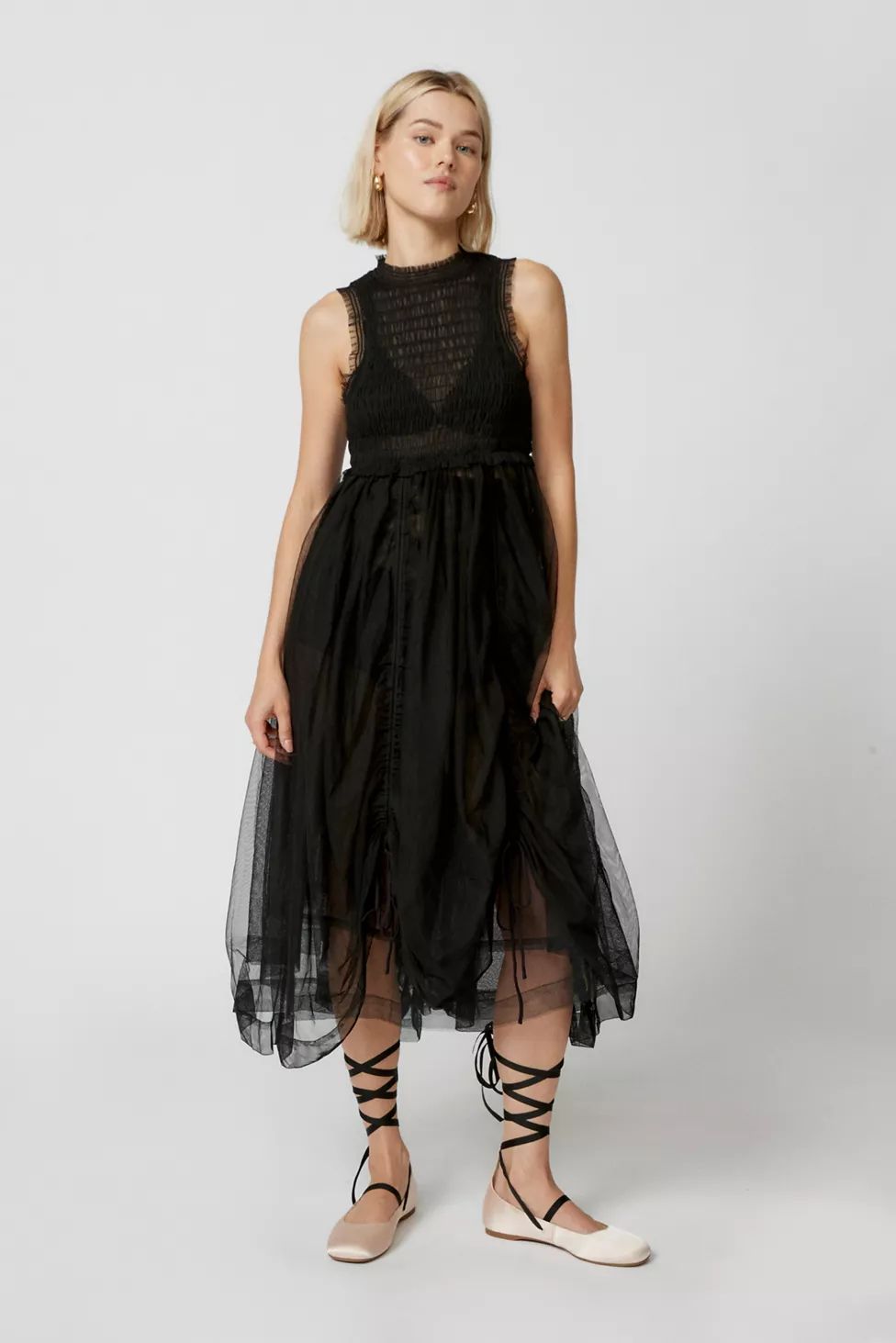 UO Becky Sheer Tulle Midi Dress | Urban Outfitters (US and RoW)