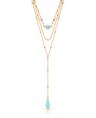 ETTIKA Turquoise 18k Gold Plated Multi-Chain Choker - Macy's | Macy's