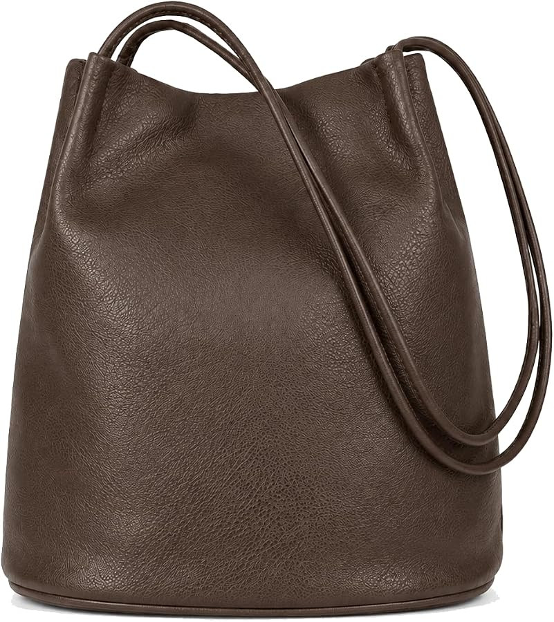 Mabel London Women's Fashion Designer Medium Size Plain Soft Vegan Leather Hobo Bucket Tote Shoul... | Amazon (UK)