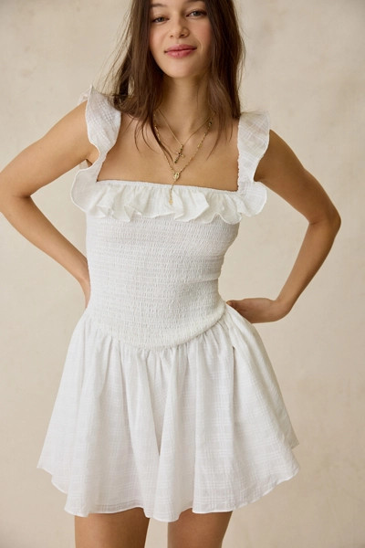 Kimchi Blue Clementine Smocked Ruffle Romper | Urban Outfitters (US and RoW)