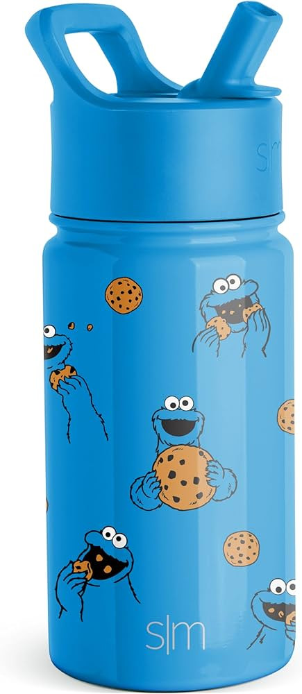 Simple Modern Sesame Street Cookie Monster Kids Water Bottle with Straw Lid | Insulated Stainless... | Amazon (US)