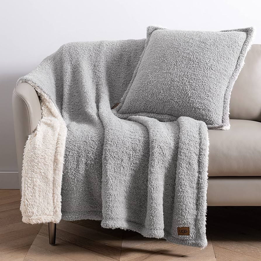 UGG Ana Knit Throw Blanket - Plush Oversized Reversible Accent Blanket - 50” x 70” - Chambray | Amazon (US)