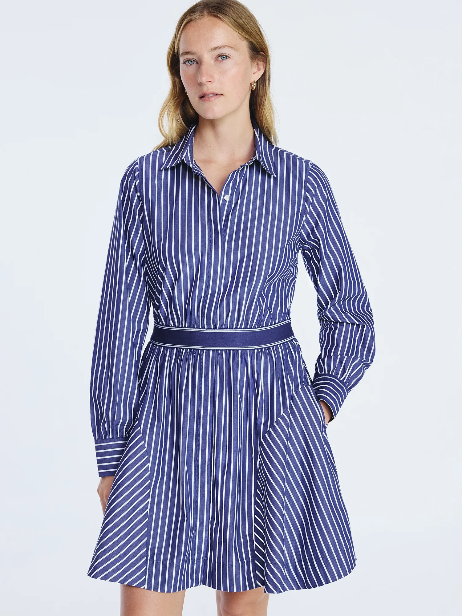 Free Assembly Women's Cotton Mini Shirtdress with Long Sleeves, Sizes XS- XXL | Walmart (US)