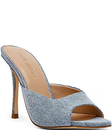 Steve Madden Peach Denim Stiletto Dress Slide Sandals - 9 | Dillard's