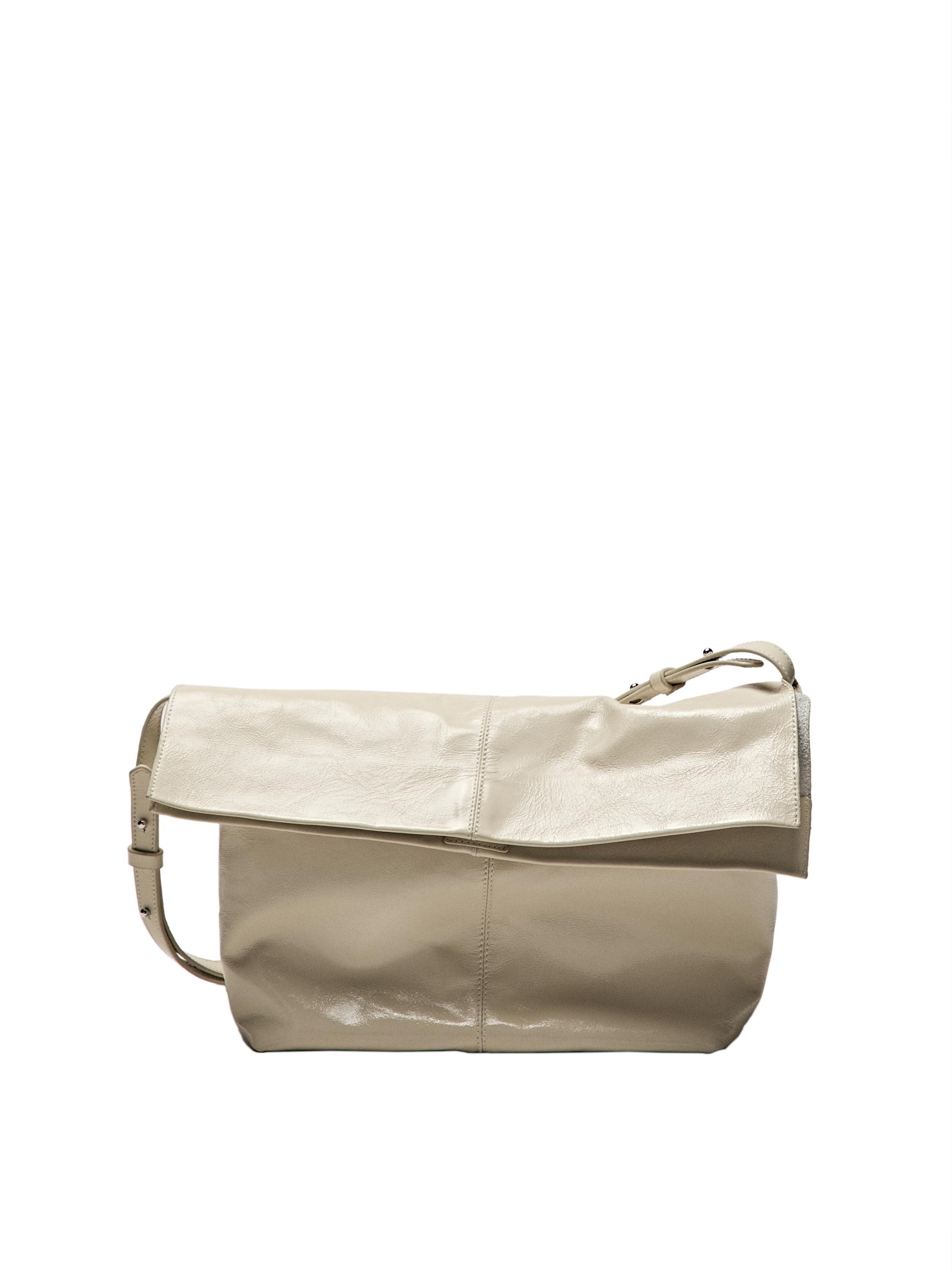 Crackled nappa leather flap bag | Massimo Dutti UK