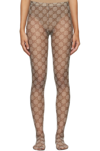 Beige GG Tights | SSENSE