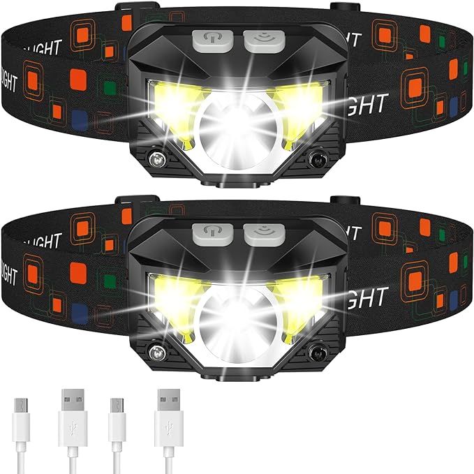 Headlamp Flashlight, LHKNL 1200 Lumen Ultra-Light Bright LED Rechargeable Headlight with White Re... | Amazon (US)