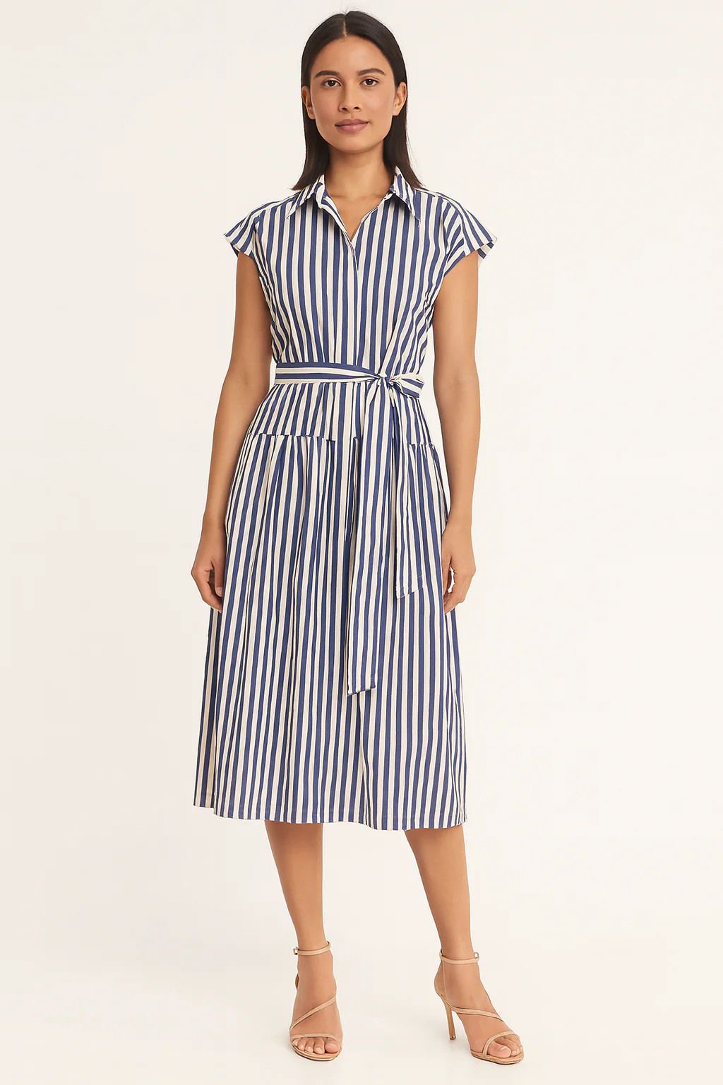 CAP SLV MIDI DRESS W TIE WAIST | Julia Jordan