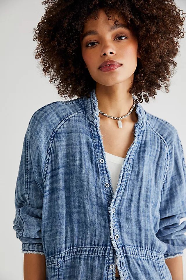 We The Free Summer Daydream Indigo Buttondown | Free People (Global - UK&FR Excluded)