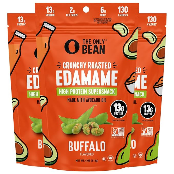 The Only Bean - Crunchy Roasted Edamame Beans (Buffalo), Keto Snacks, Healthy Snacks For Adults a... | Amazon (US)