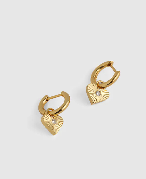 Engine Turned Heart Huggie Hoop Earrings | Madewell | Madewell