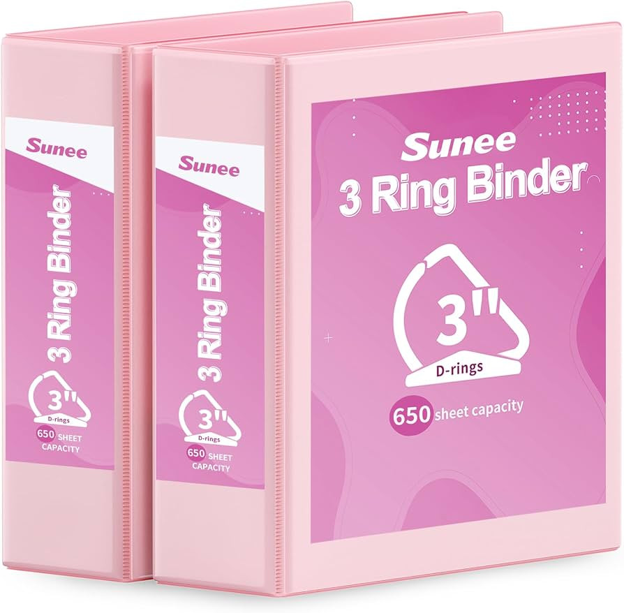 SUNEE 3 Ring Binder 3 Inch D Ring, Clear View Binder Three Ring PVC-Free (Fit 8.5x11 Inches) for ... | Amazon (US)