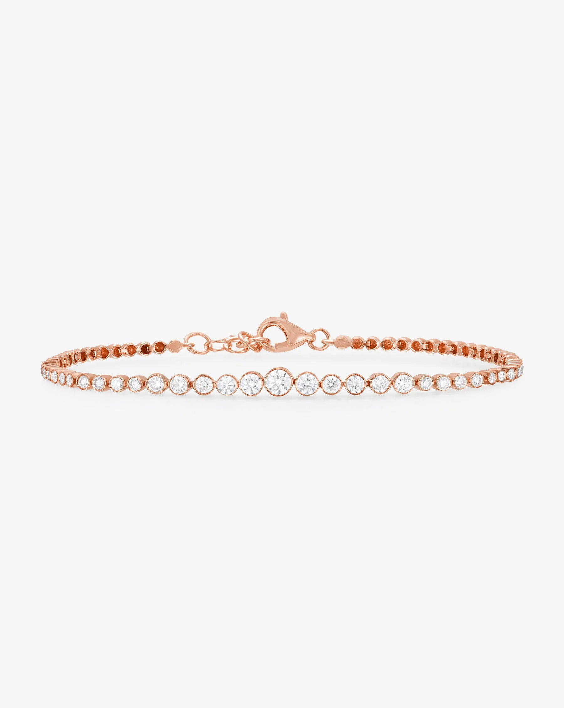 Graduated Bezel Diamond Tennis Bracelet - 14k Rose Gold / 7-7.5 inches | Ring Concierge