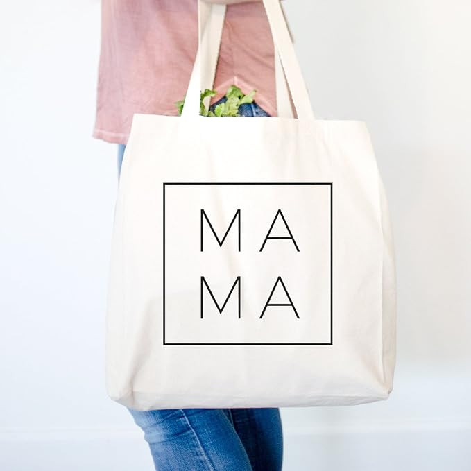 Modern MaMa Square Heavy Duty 100% Cotton Canvas Tote Shopping Reusable Grocery Bag 14.75 x 14.75... | Amazon (US)