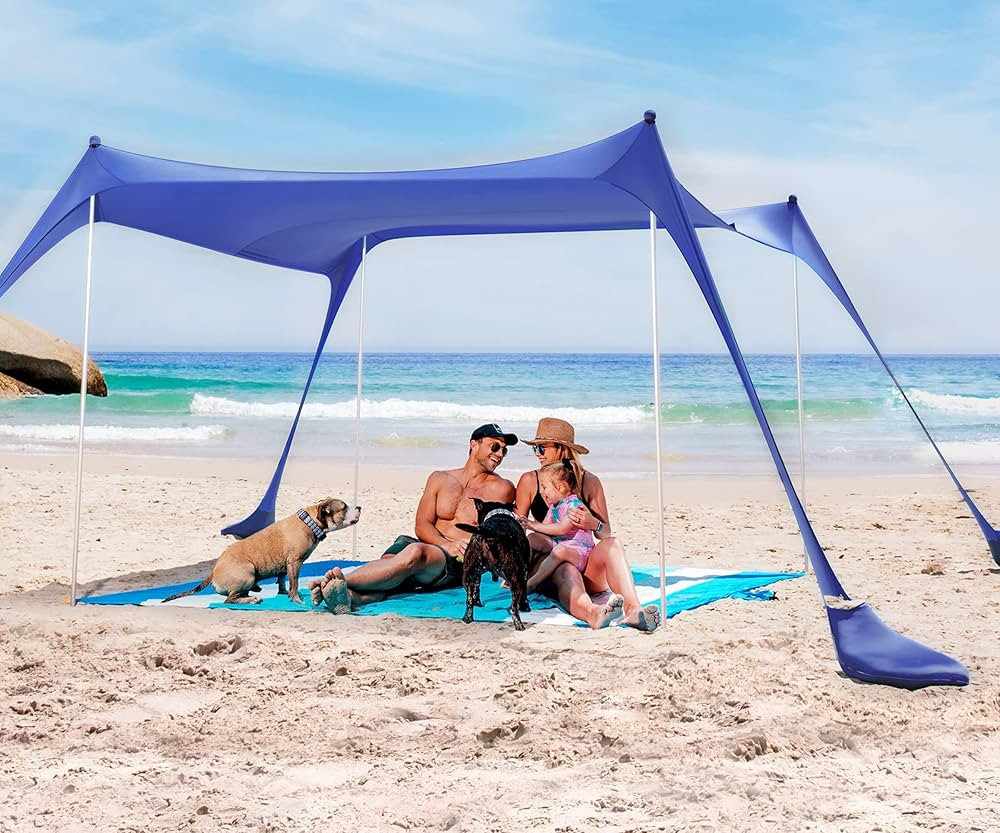 SUN NINJA Pop Up Beach Tent Sun Shelter UPF50+ with Sand Shovel, Ground Pegs and Stability Poles,... | Amazon (US)