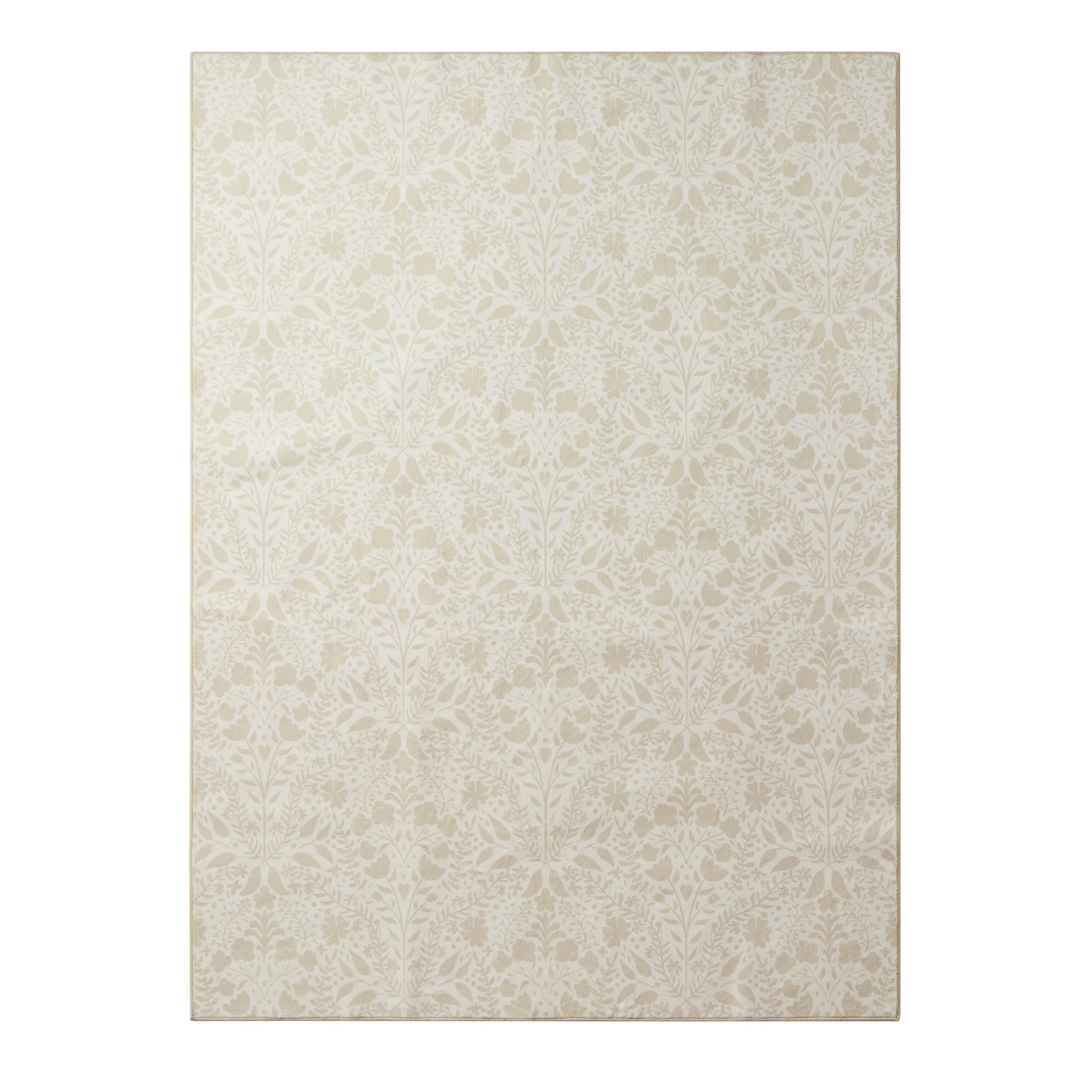 My Texas House Ivory Floral Faux Fur Washable Indoor Area Rug, 5' x 7' | Walmart (US)