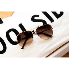 Ready To Ship The Alex Gold Caramel Tea Unisex Aviator Sunglasses | SHEIN