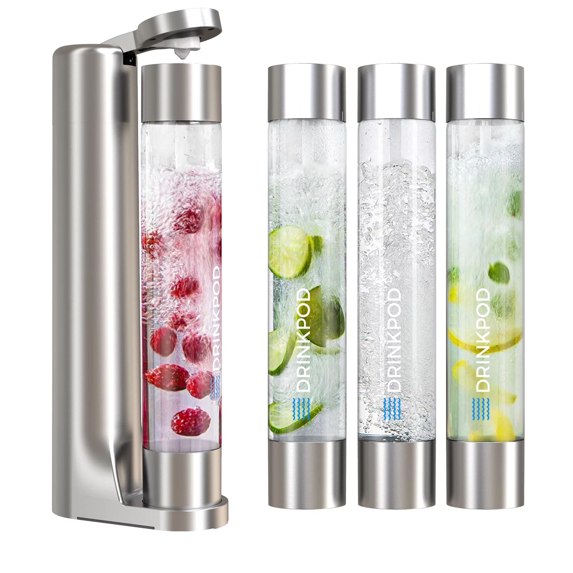 Drinkpod Soda Maker, Fizzy Sparkling Water & Fizzpod Soda Maker with Three 1L Bottles, 3 Caps, 1 ... | Walmart (US)