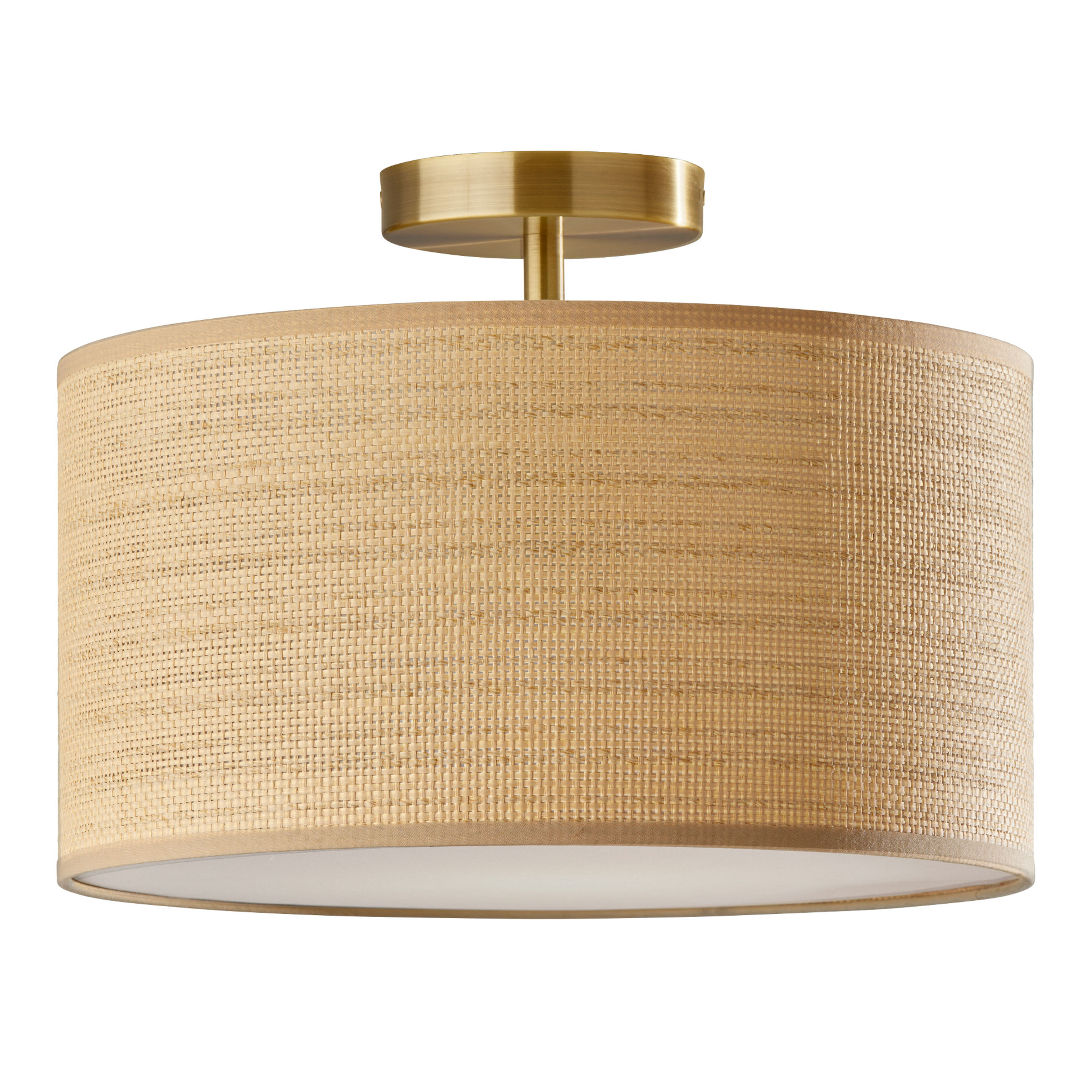 Landor Natural Woven Drum Semi Flush Mount Ceiling Light | World Market