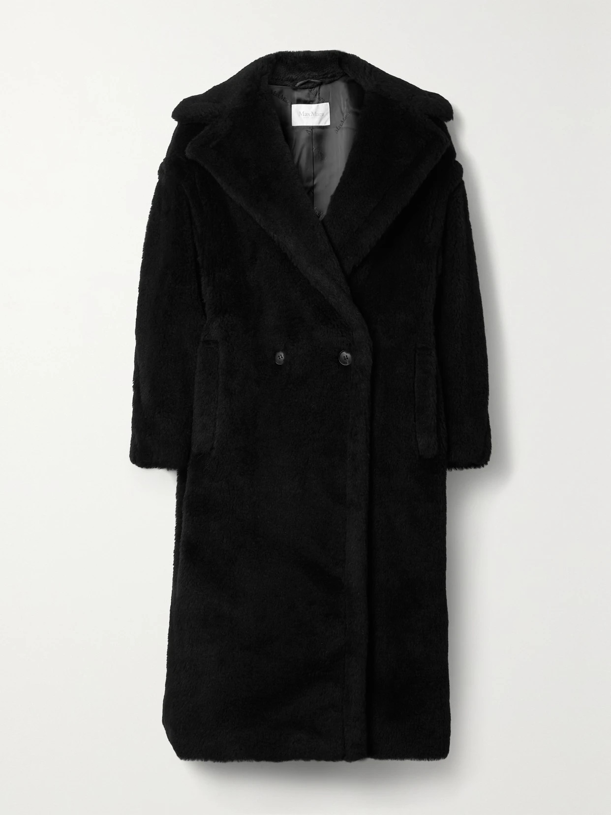 Max Mara - Tedgirl Double-breasted Alpaca, Wool And Silk-blend Coat - Black | NET-A-PORTER (US)