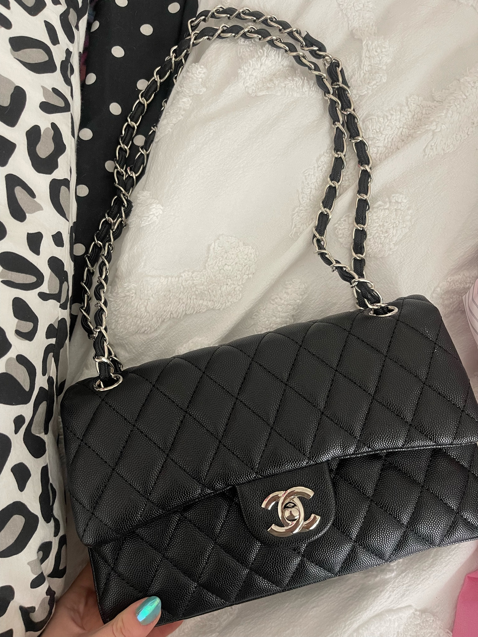 Perfection and only took about 2-3 weeks!!!! This one looks SO real. I got the black and silver “caviar” btw 

#LTKsalealert #LTKfindsunder100 #LTKitbag