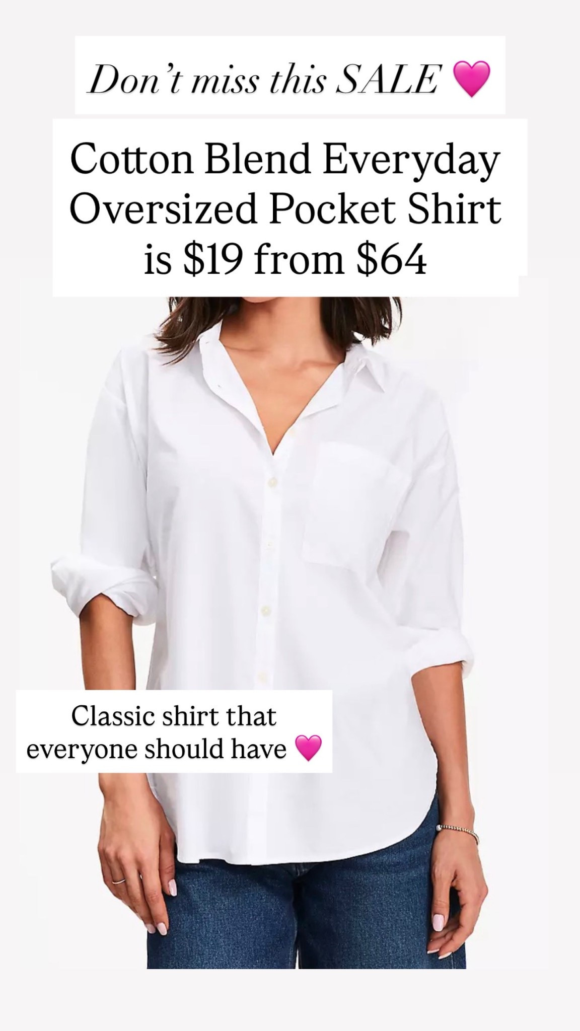 Cotton Blend Everyday Oversized Pocket Shirt is $19 from $64!!!

#LTKSaleAlert