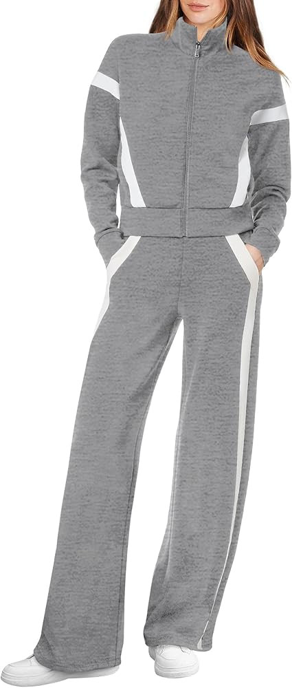 XIEERDUO Lounge Sets for Women 2025 Sweatsuit 2 Piece Outfits Sweatshirt Wide Leg Sweatpant Track... | Amazon (US)