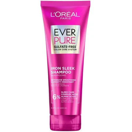 L Oreal Paris EverPure Sulfate Free Iron Sleek Smoothing Shampoo 6.8 fl oz | Walmart (US)