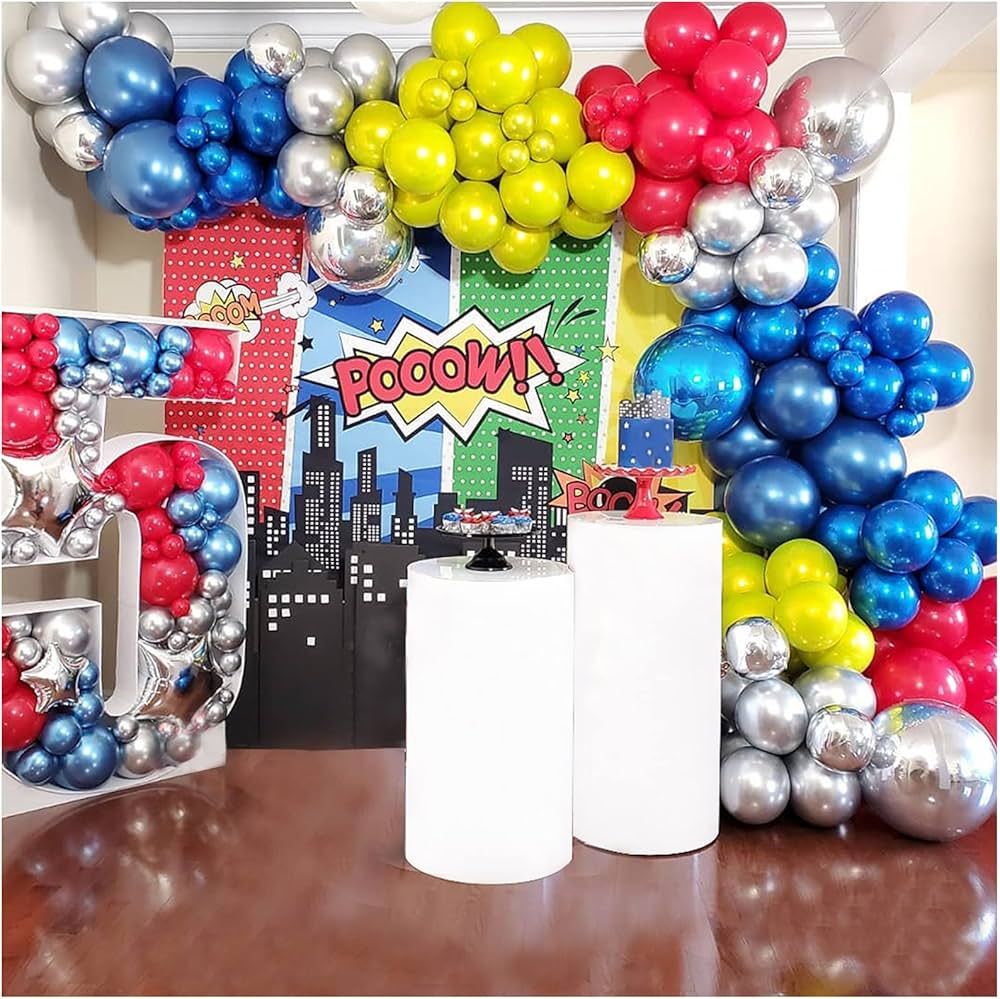 DIY Balloon Arch Garland Kit-Metallic Chrome Blue Silver Fruit Green Red Latex Balloons with 4D B... | Amazon (US)