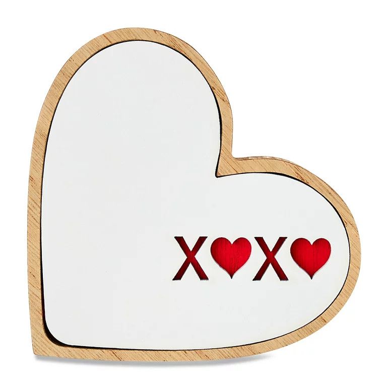 Walmart Valentine’s Day | Wooden Heart Tabletop Decoration, White | Walmart (US)