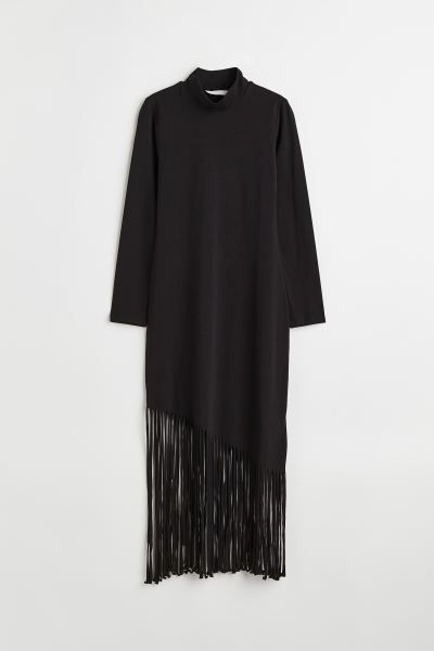 Fringe-trimmed Dress - Black - Ladies | H&M US | H&M (US + CA)
