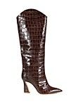 Maryana Flare Croc-Embossed Leather Boots | Saks Fifth Avenue