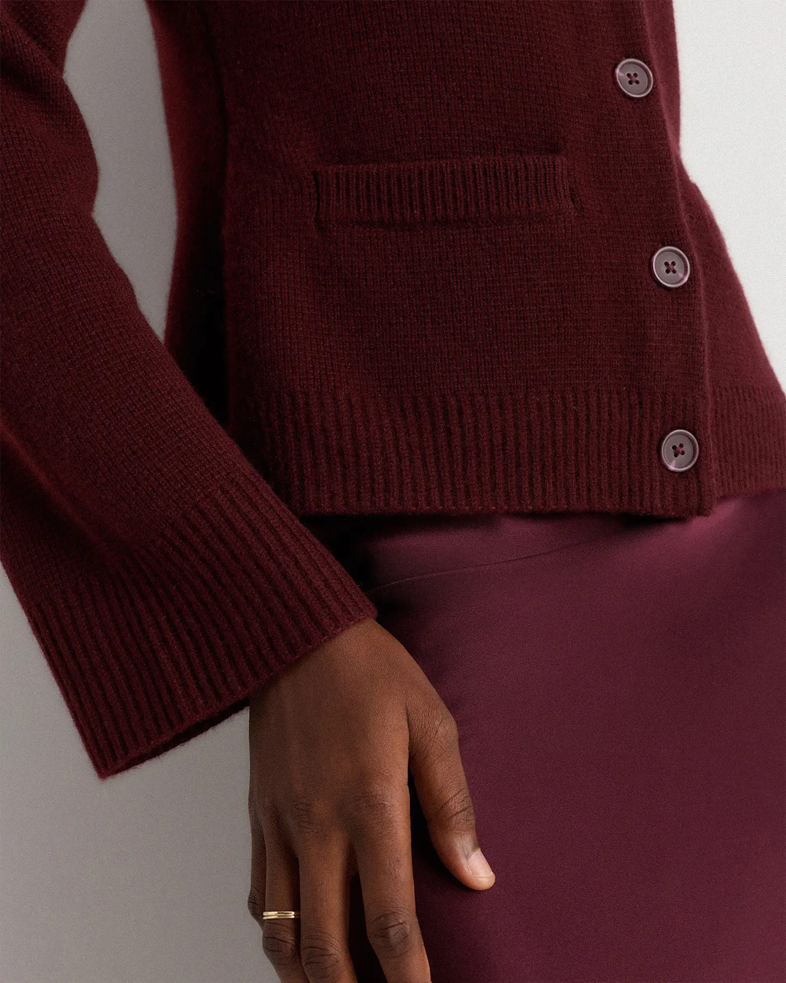 Mongolian Cashmere Structured Cardigan in Rich Burgundy | Quince
