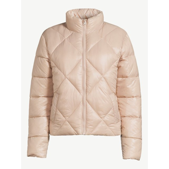 Time and Tru Women's Short Quilted Puffer Jacket, Sizes XS-3X | Walmart (US)