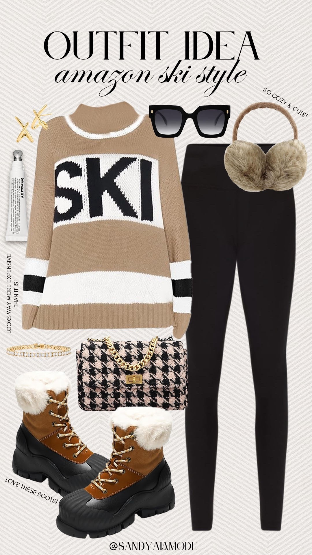 Amazon ski style. Apres ski style. Chic ski outfit. Amazon finds. Amazon fashion. Amazon skiing outfit. Amazon SKI sweater. Amazon leggings. Amazon neutral winter style. Amazon ski boots. Amazon winter boots. Comfy apres ski style  

#LTKSeasonal #LTKFindsUnder100 #LTKootd