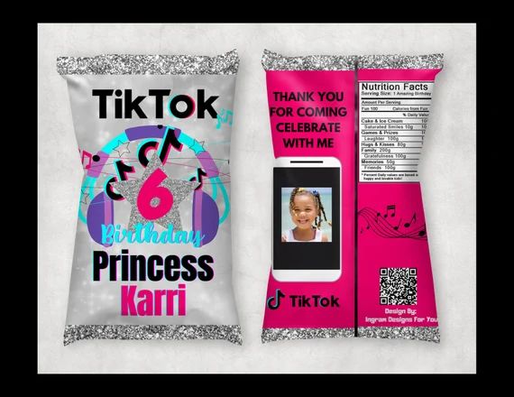 Tiktok Birthday Chips Bags Tiktok Party Supplies Tiktok | Etsy | Etsy (US)