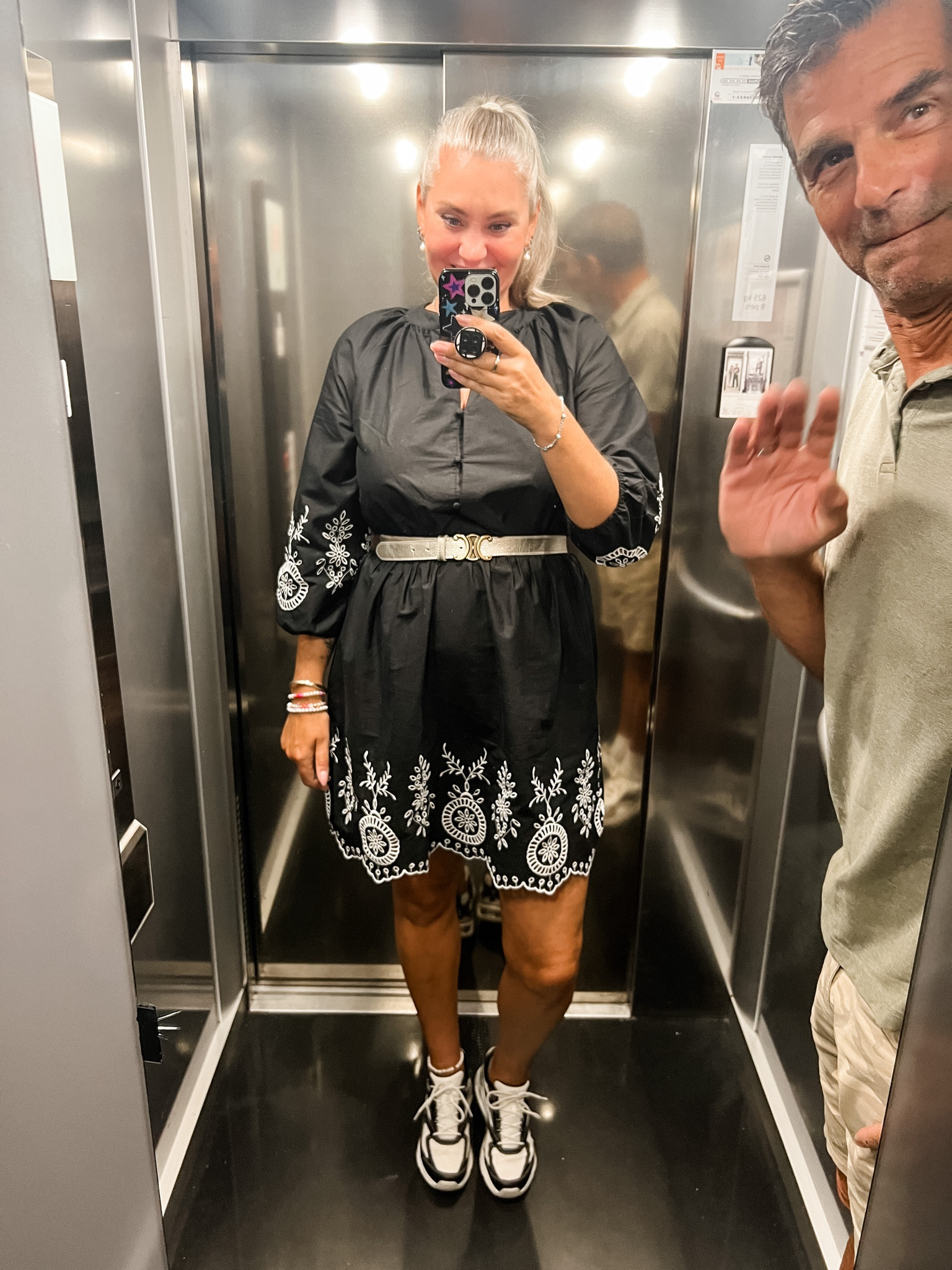 Ootd - Saturday. Black broderie mini dress (Bonprix, can’t be linked), Skechers sneakers and champagne colored belt. 



#LTKmidsize #LTKsummer #LTKeurope