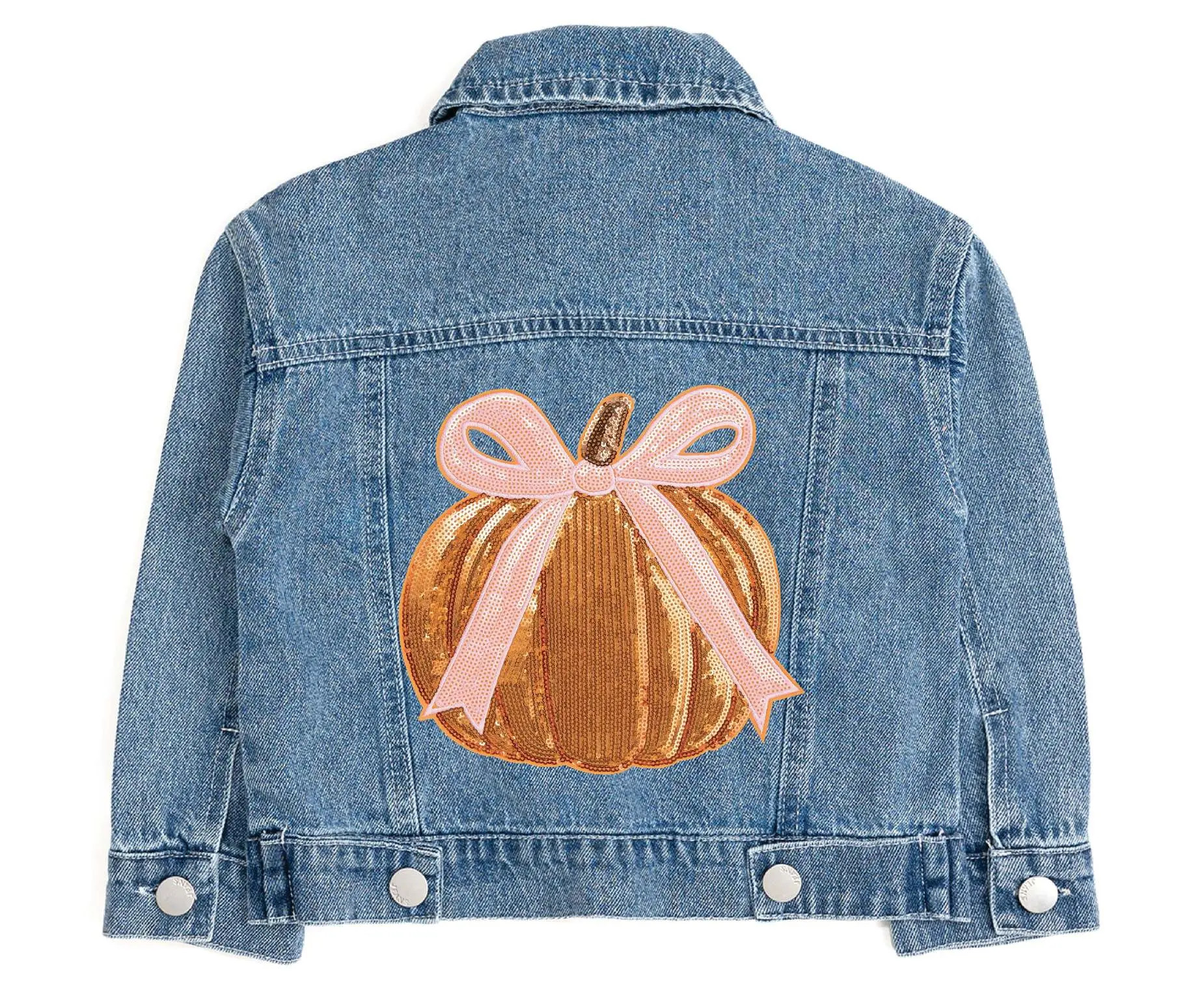 Sweet Wink Pumpkin Sequin Patch Denim Jacket (Women) | Nordstrom | Nordstrom