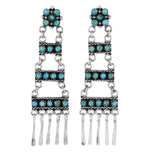 Turquoise Earrings Sterling Silver E1465-LG-C75 (Larger version) | TURQUOISE NETWORK