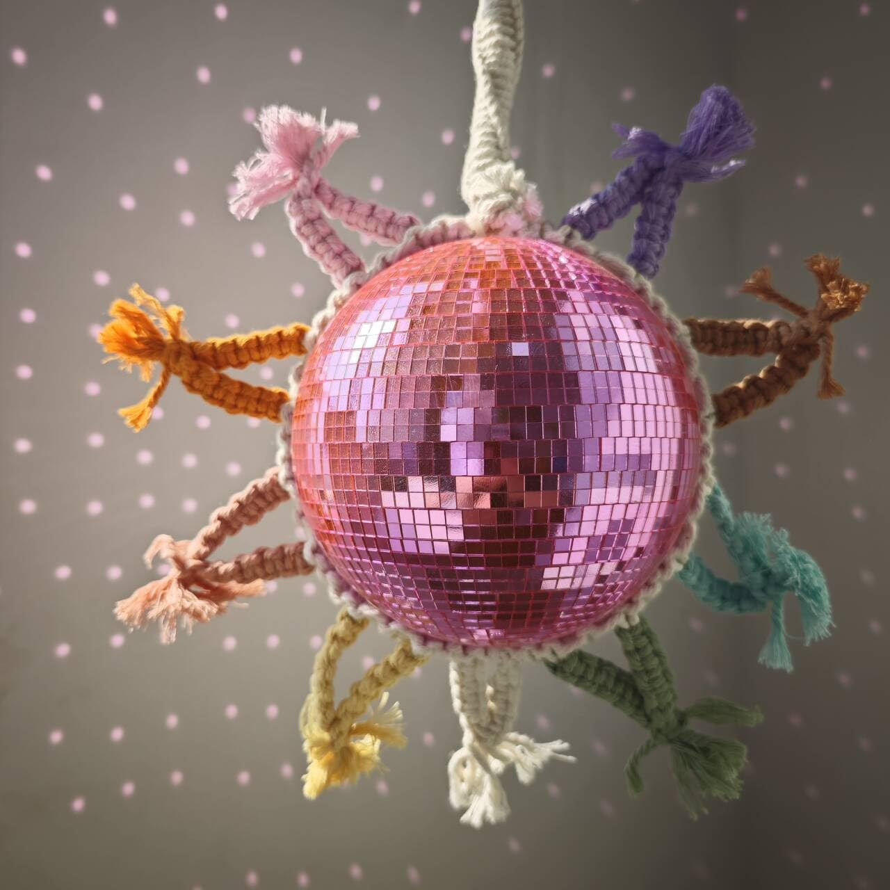 Sun Disco Ball, Bohemian Mirror Ball with Rainbow Macrame Sunshine Fringe with Hanger, Reflective... | Amazon (US)