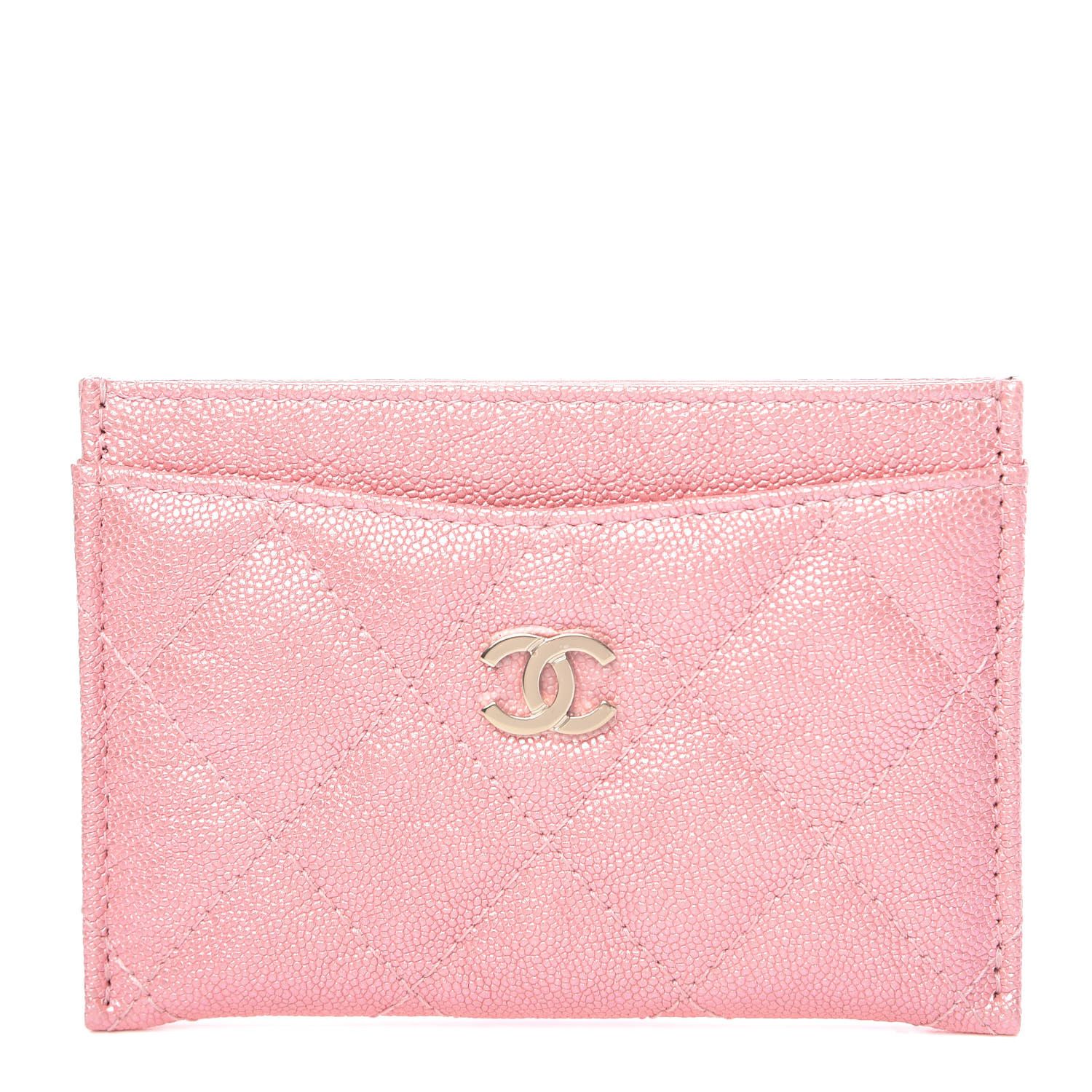 CHANEL Iridescent Caviar Quilted Card Holder Rose Pink | Fashionphile