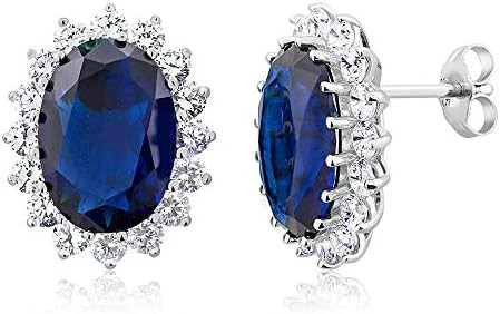 Gem Stone King 15.00 Cttw Blue Simulated Sapphire or Green Simulated Emerald or Red Created Ruby ... | Amazon (US)