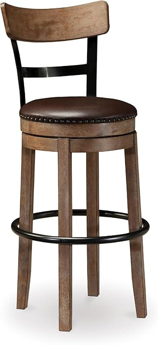 Signature Design by Ashley Pinnadel 30" Modern Swivel Pub Height Barstool, Light Brown | Amazon (US)