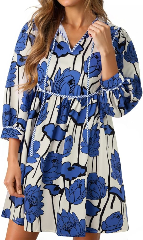 Cicy Bell Womens Floral Mini Dresses 3/4 Sleeve V Neck Flowy Babydoll Dress Summer Beach Vacation... | Amazon (US)
