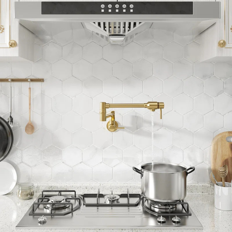 Cedar CASAINC Contemporary Wall Mount Swing Arm Folding Pot Filler Kitchen Faucet | Wayfair North America